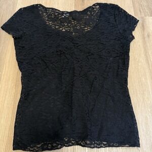 Beverly York Y2K Babydoll All-Lace Top Size‎ M Fitted Sheer Lined